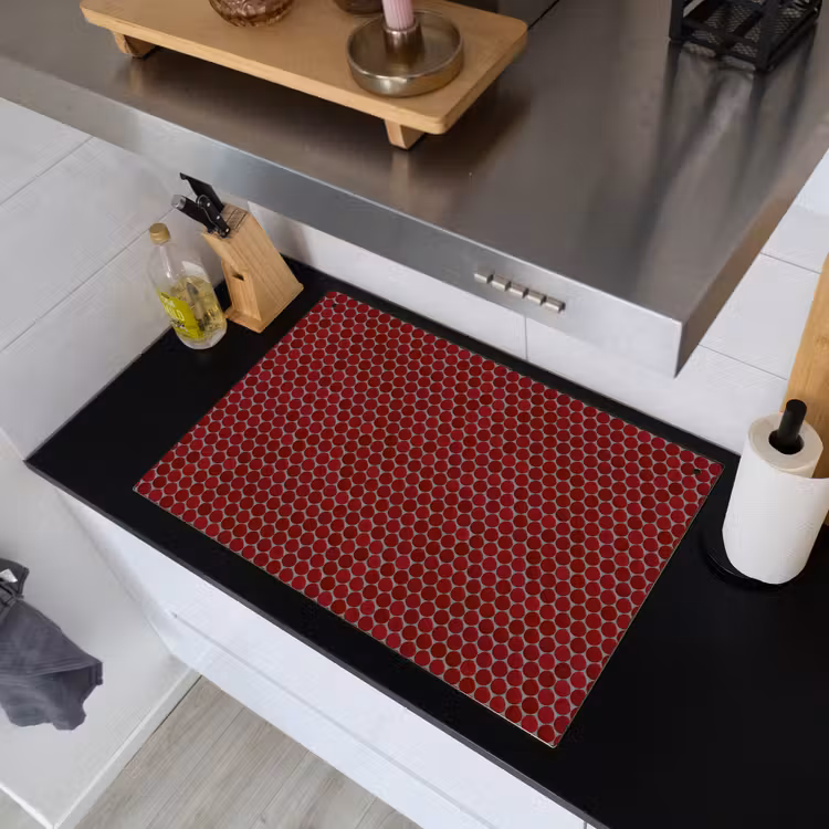 Penny - Mozaïek - Rond - Rood Inductie beschemer met haakjes klein 777 -sfeer1