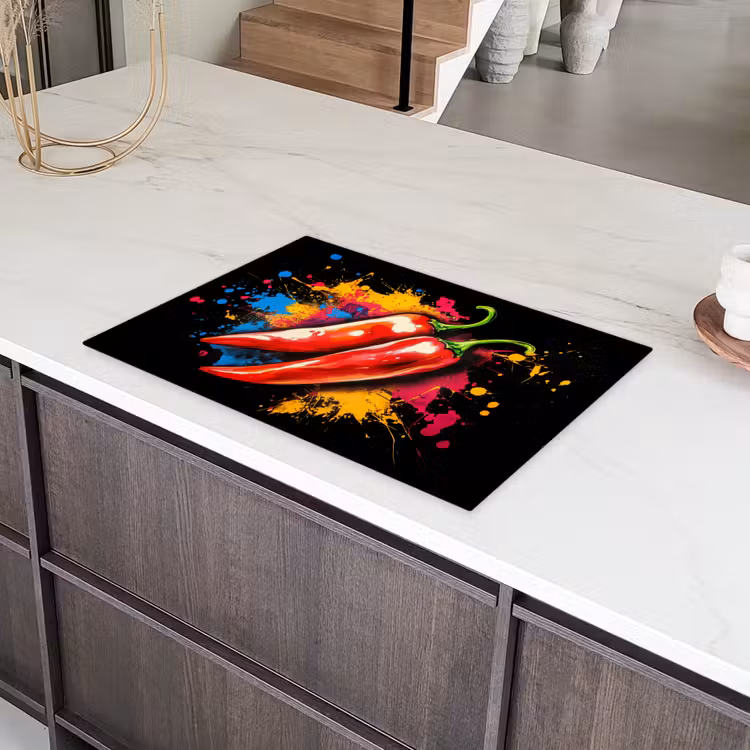 Peper - Graffiti - Verf - Abstract - Modern - Kleurrijk Inductie beschermer vinyl 3mm klein -sfeer8