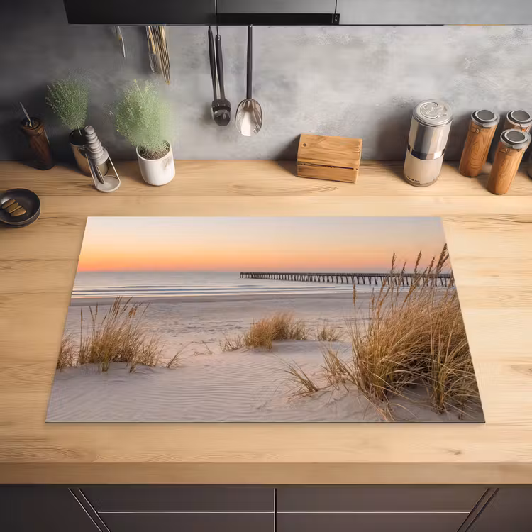 Pier - Zonsondergang - Strand Inductie beschermer vinyl 3mm klein -sfeer5