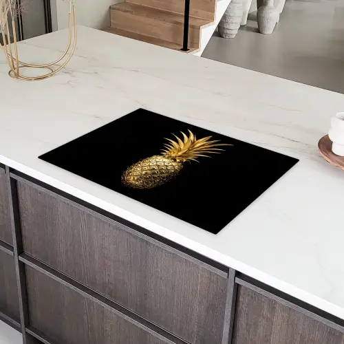 Ananas - Zwart - Goud - Luxe Inductie beschermer vinyl 3mm klein -sfeer8