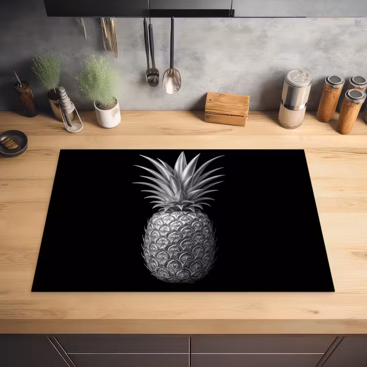 Ananas - Gedetailleerd - Bladeren Inductie beschermer vinyl 3mm klein -sfeer5