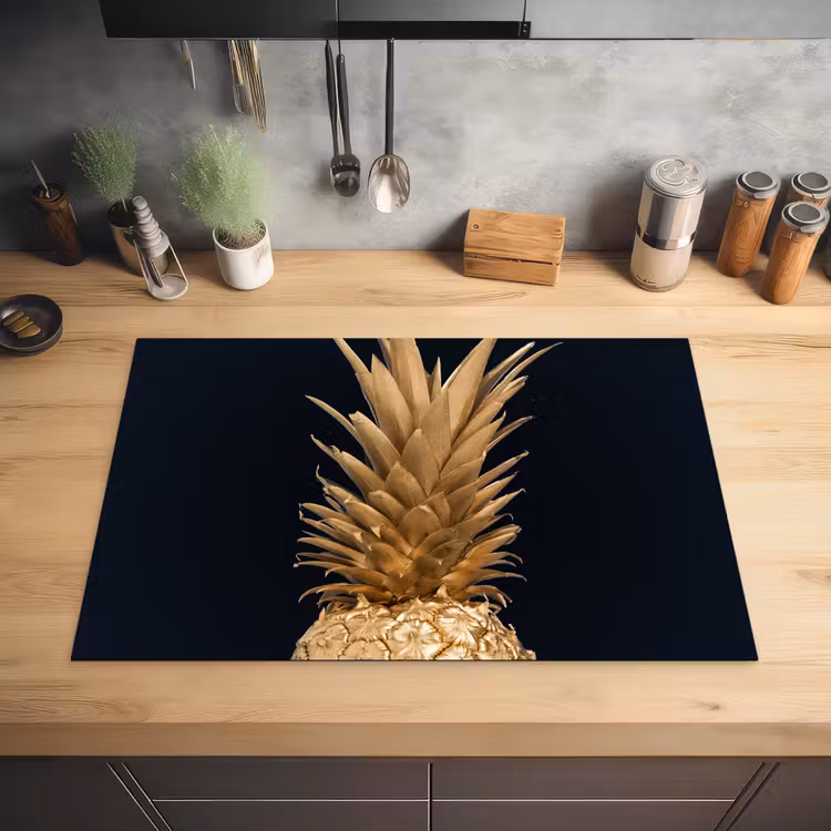 Ananas - Goud - Verf - Zwart - Fruit - Luxe Inductie beschermer vinyl 3mm klein -sfeer5