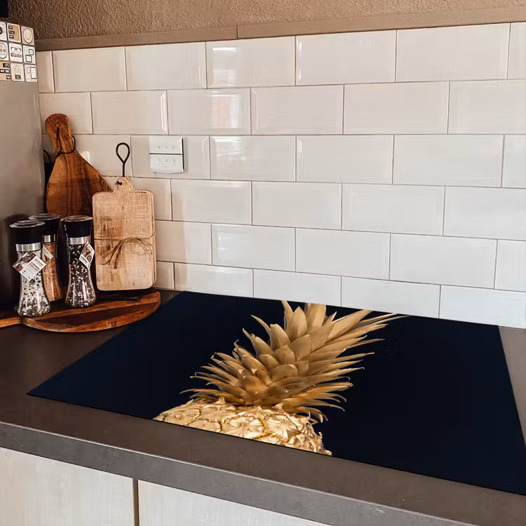 Ananas - Goud - Verf - Zwart - Fruit - Luxe Inductie beschermer vinyl 3mm klein -sfeer3