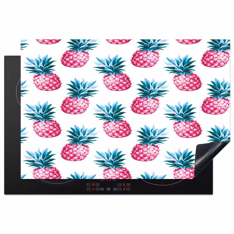Ananas - Roze - Wit Inductie beschermer vinyl 3mm klein 276 -3d