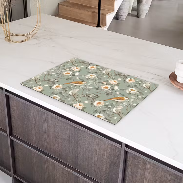 Roze - Vogels - Kleurrijk Inductie beschermer vinyl 3mm klein 276 -sfeer8