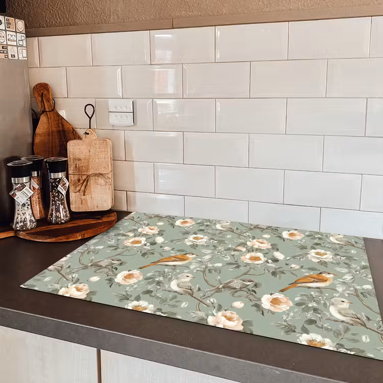 Roze - Vogels - Kleurrijk Inductie beschermer vinyl 3mm klein 276 -sfeer3