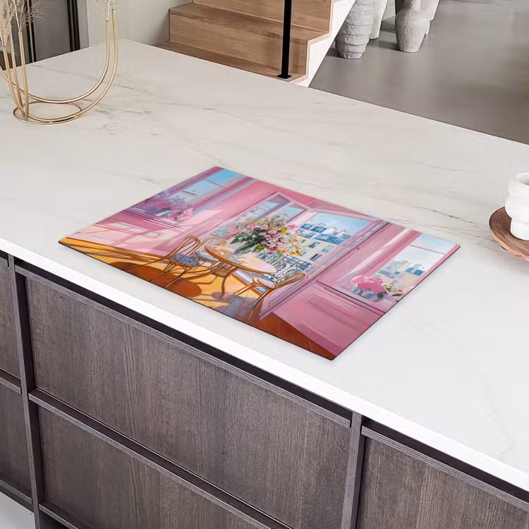 Pink - City - Bloemen Inductie beschermer vinyl 3mm klein -sfeer8