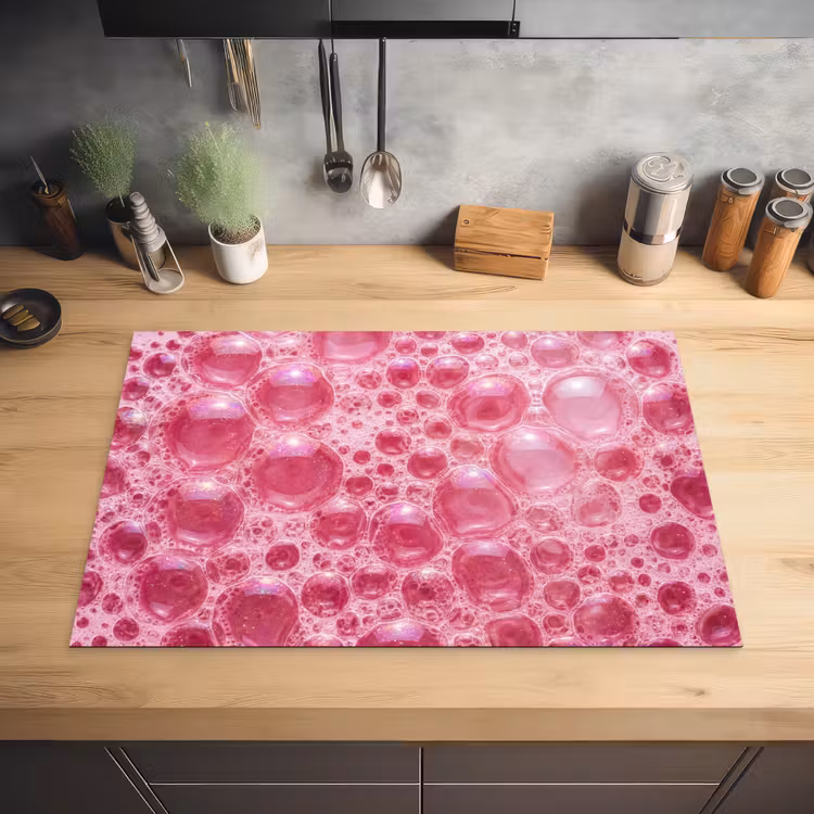 Roze - Schuim - Bubbels Inductie beschermer vinyl 3mm klein -sfeer5