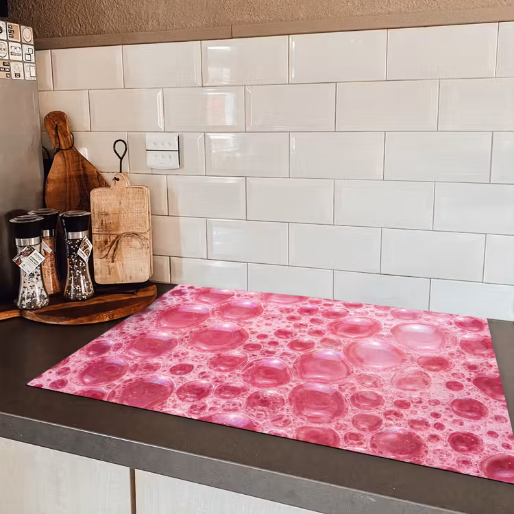 Roze - Schuim - Bubbels Inductie beschermer vinyl 3mm klein -sfeer3
