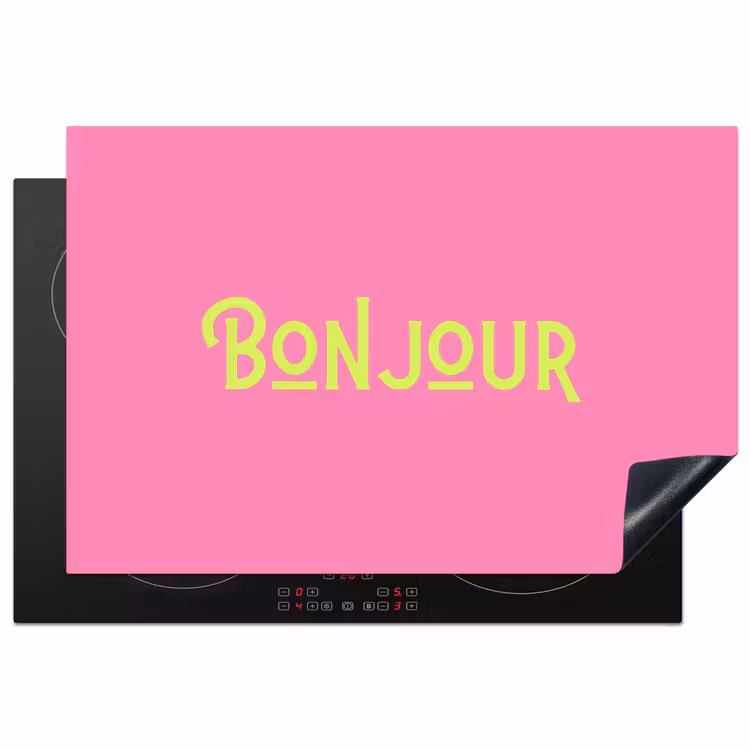 Roze - Groene Bonjour - art-deco Inductie beschermer vinyl 3mm klein -3d