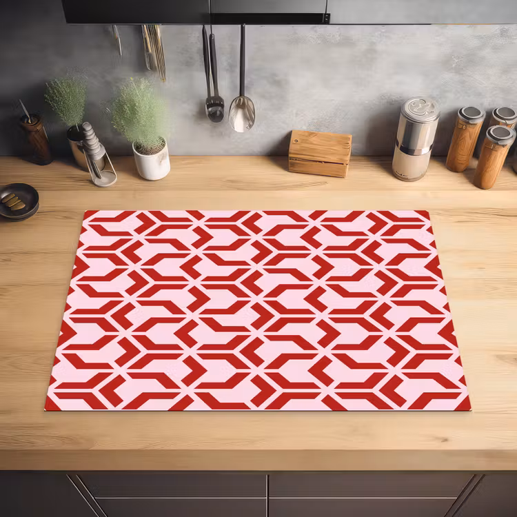 Roze - Rood - Geometrisch - Patroon Inductie beschermer vinyl 3mm klein 276 -sfeer5
