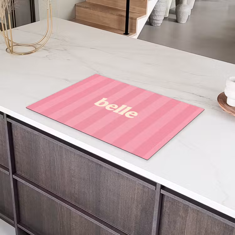 Roze - Gestreept - Belle Inductie beschermer vinyl 3mm klein -sfeer8