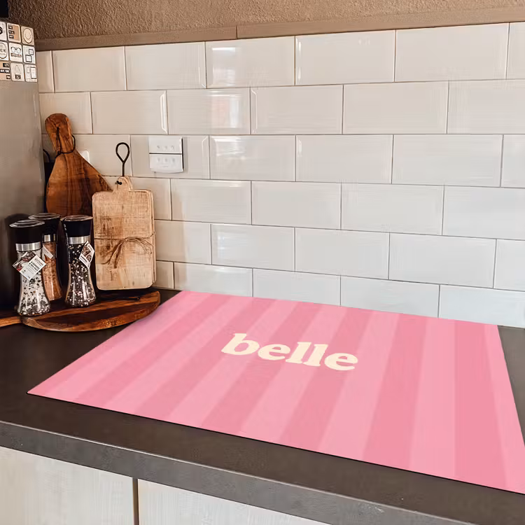Roze - Gestreept - Belle Inductie beschermer vinyl 3mm klein -sfeer3