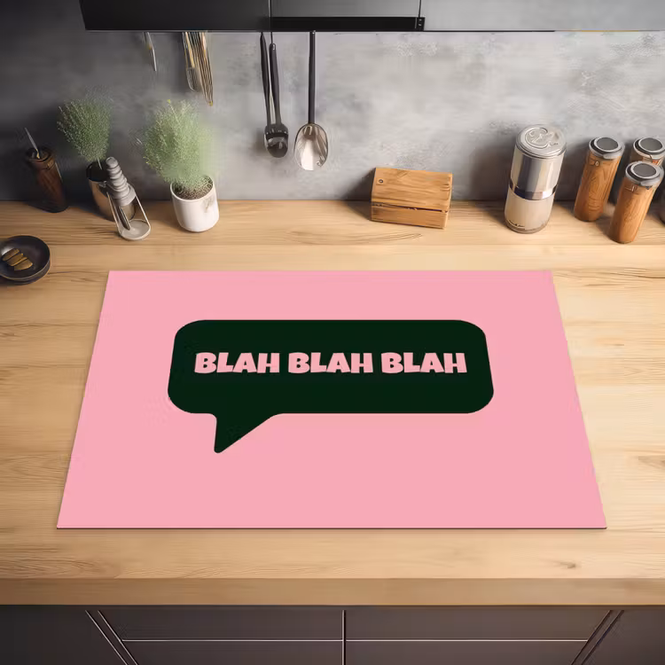 Roze - Tekstwolk - Groen - BLAH BLAH BLAH Inductie beschermer vinyl 3mm klein -sfeer5