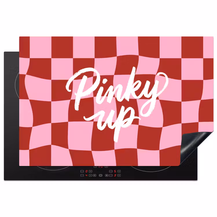 Pinky up - Geblokt - Bordeauxrood Inductie beschermer vinyl 3mm klein -3d
