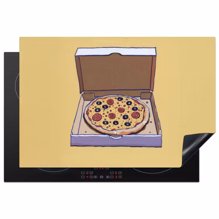 Pizza - Doos - Salami - Illustratie Inductie beschermer vinyl 3mm klein -3d
