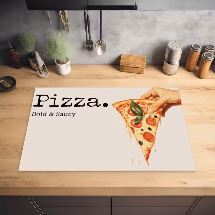Pizza - Kaas - Pepperoni Inductie beschermer vinyl 3mm klein -sfeer5