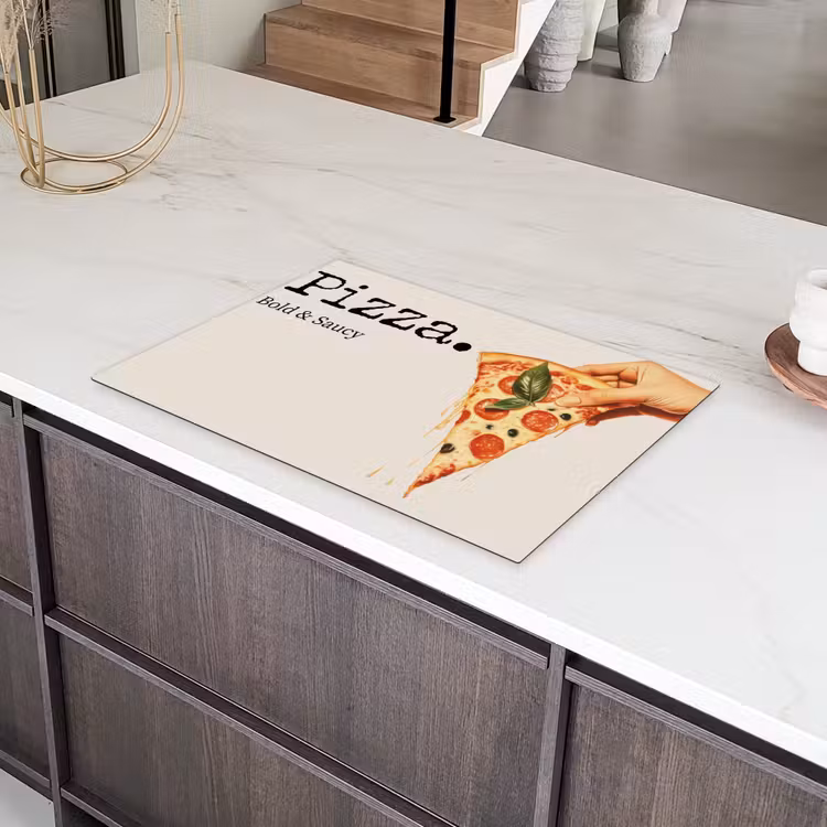 Pizza - Kaas - Pepperoni Inductie beschermer vinyl 3mm klein -sfeer8