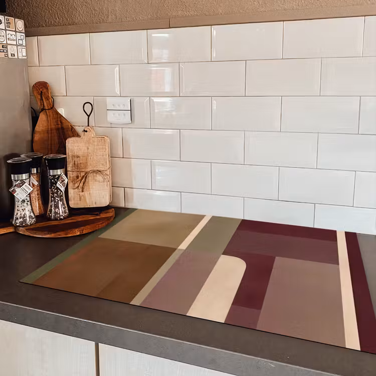 Vlakken - Abstract - Bordeaux - Lijnen Inductie beschermer vinyl 3mm klein -sfeer3