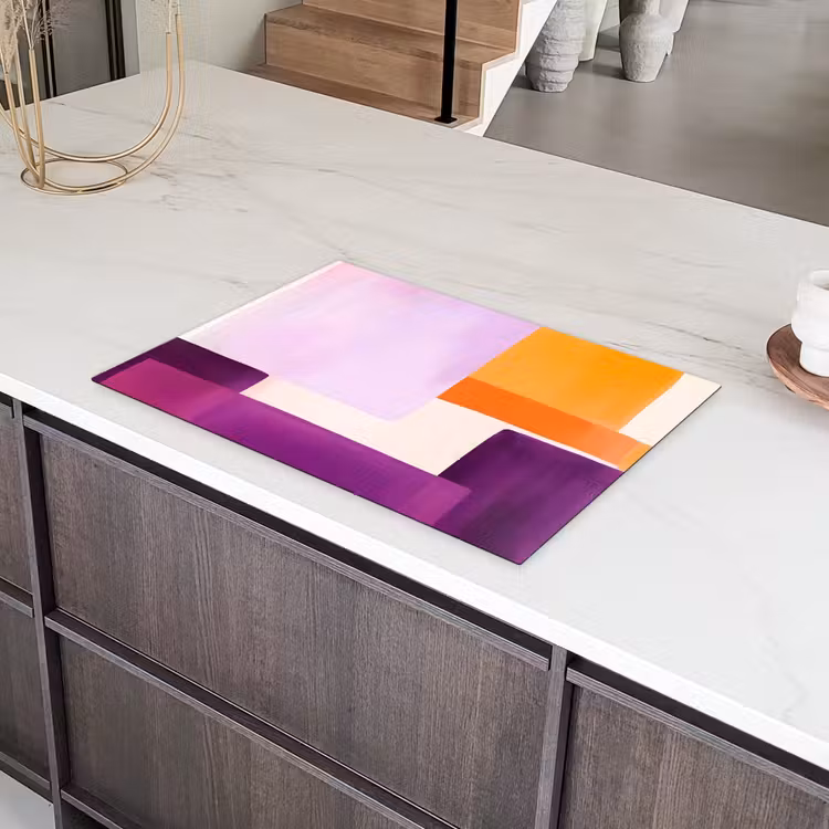 Vlakken - Abstract - Rechthoekig - Oranje Inductie beschermer vinyl 3mm klein -sfeer8