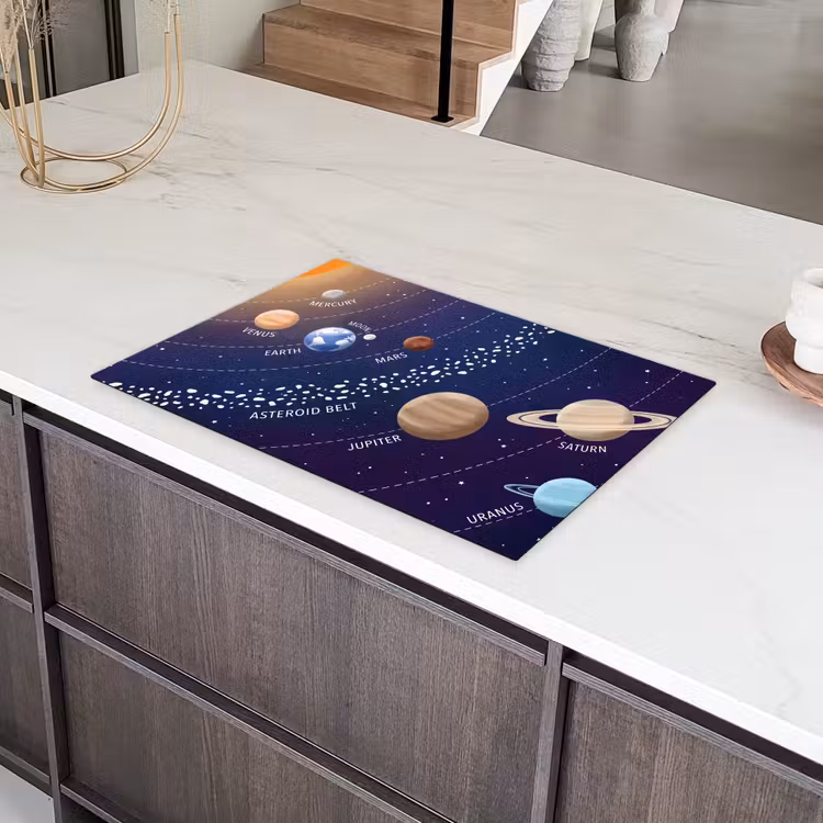 Planetenstelsel - Ruimte - Illustratie Inductie beschermer vinyl 3mm klein -sfeer8