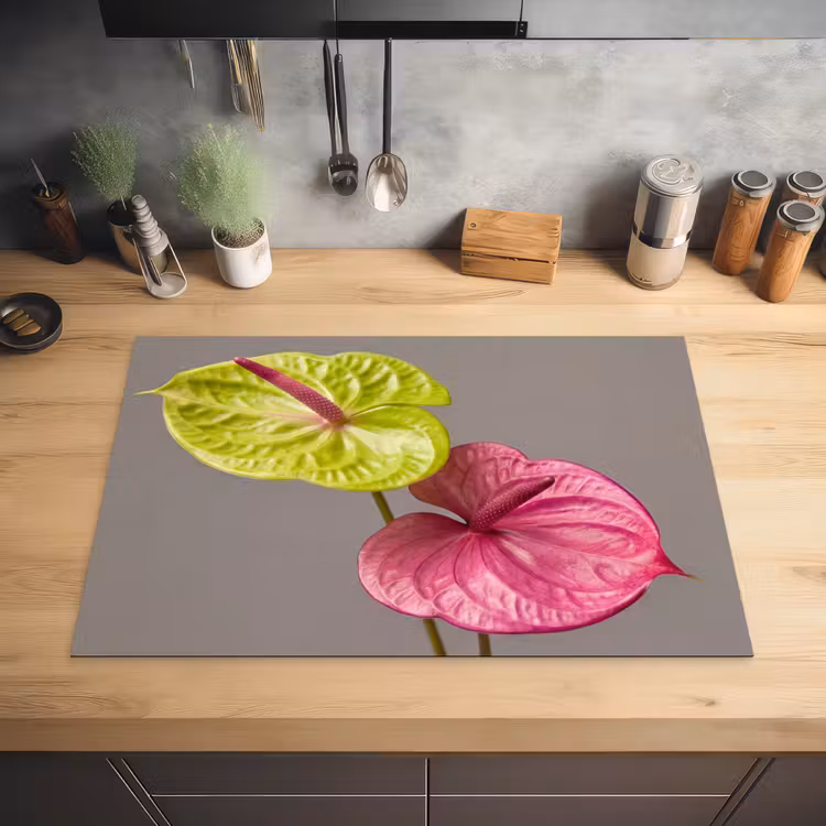 Planten - Anthurium - Groen - Roze Inductie beschermer vinyl 3mm klein -sfeer5