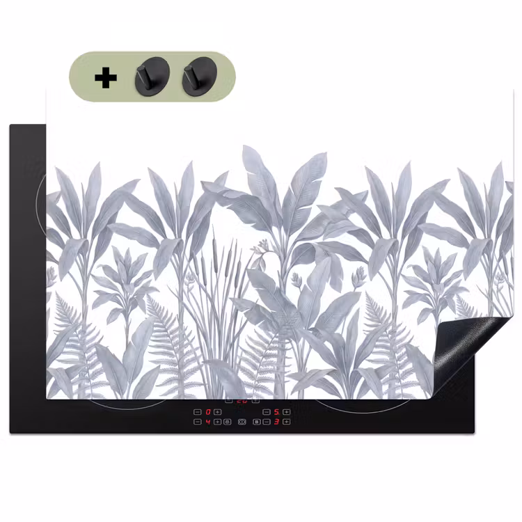 Planten - Bladeren - Natuur - Grijs Inductie beschemer met haakjes klein -3d