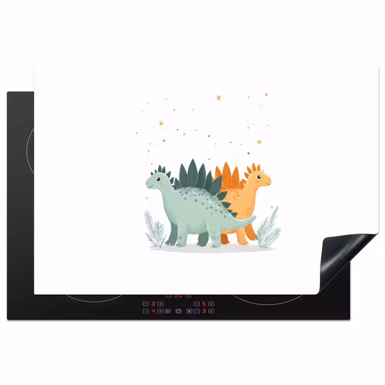 Planten - Sterren - Dinosaurussen - Oranje Inductie beschermer vinyl 3mm klein -3d