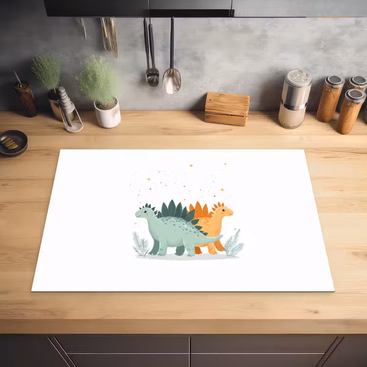 Planten - Sterren - Dinosaurussen - Oranje Inductie beschermer vinyl 3mm klein -sfeer5
