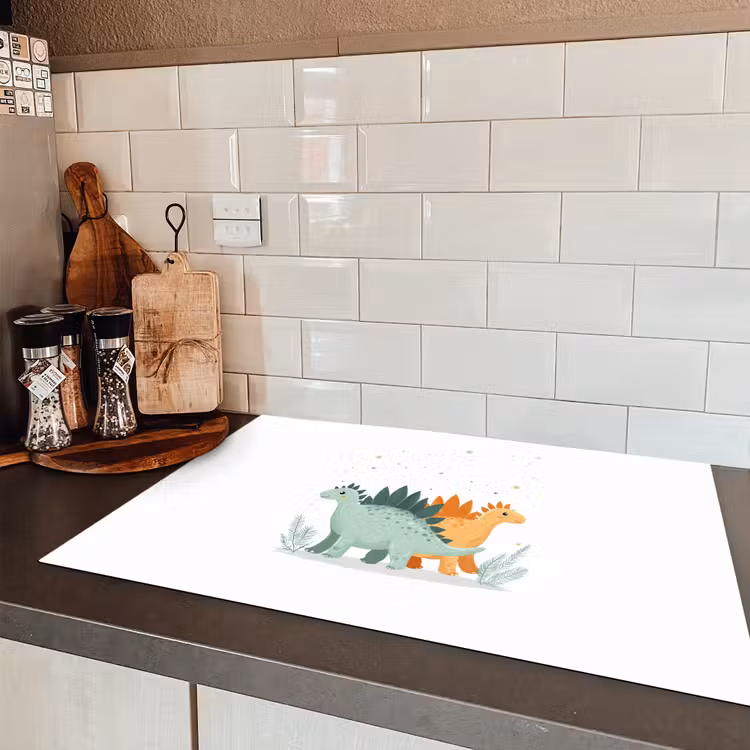 Planten - Sterren - Dinosaurussen - Oranje Inductie beschermer vinyl 3mm klein -sfeer3