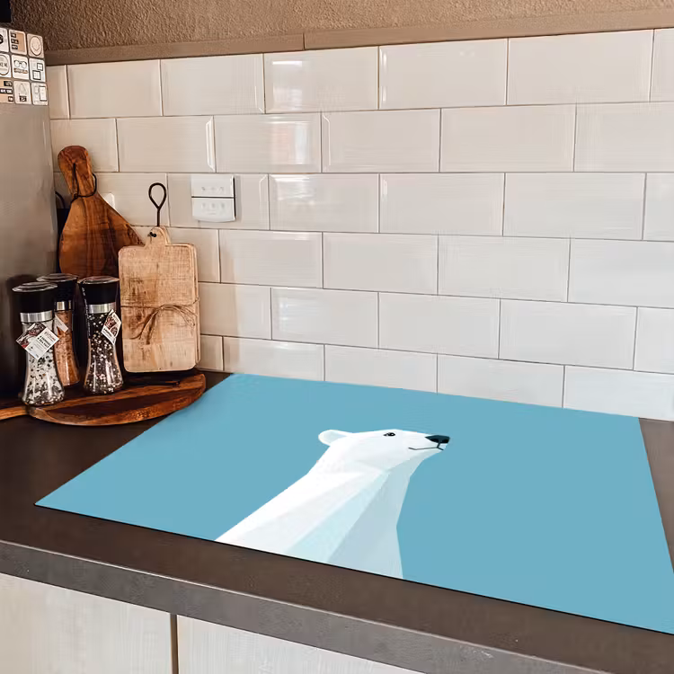 Ijsbeer - Lichtblauw - Minimalistisch Inductie beschermer vinyl 3mm klein -sfeer3