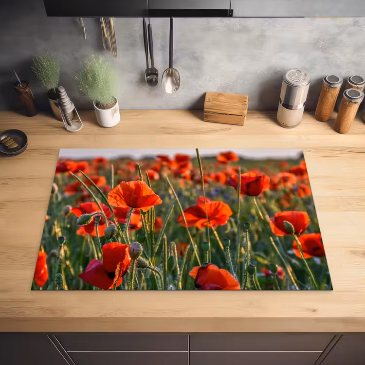 Klaprozen bij Zonsondergang Inductie beschermer vinyl 3mm klein -sfeer5