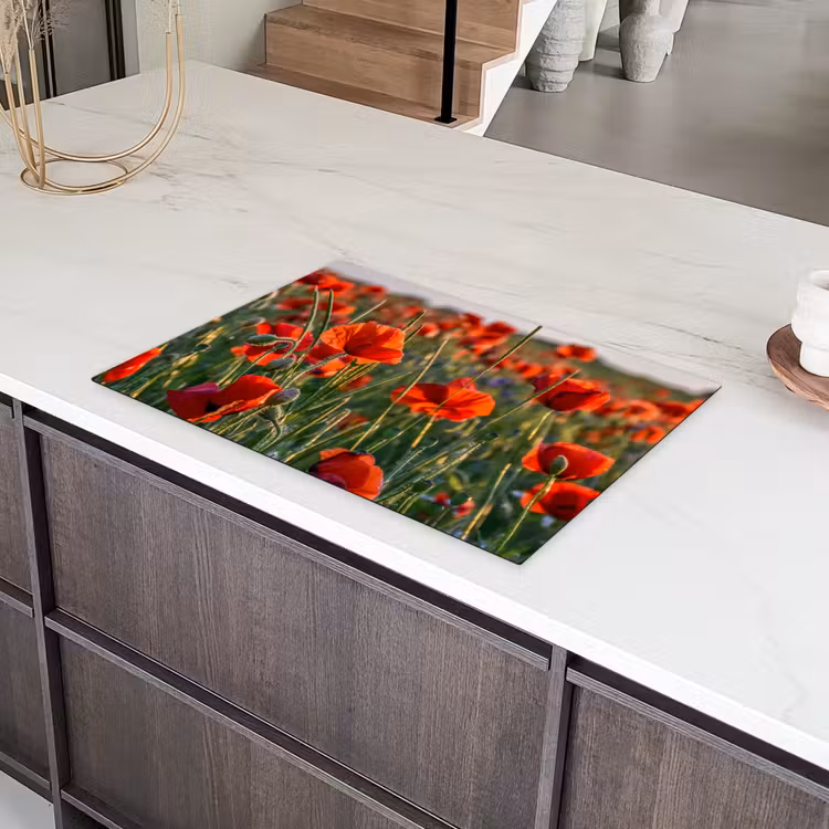 Klaprozen bij Zonsondergang Inductie beschermer vinyl 3mm klein -sfeer8