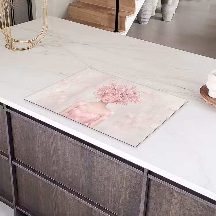 Portret - Kersenbloesem - Roze Inductie beschermer vinyl 3mm klein -sfeer8