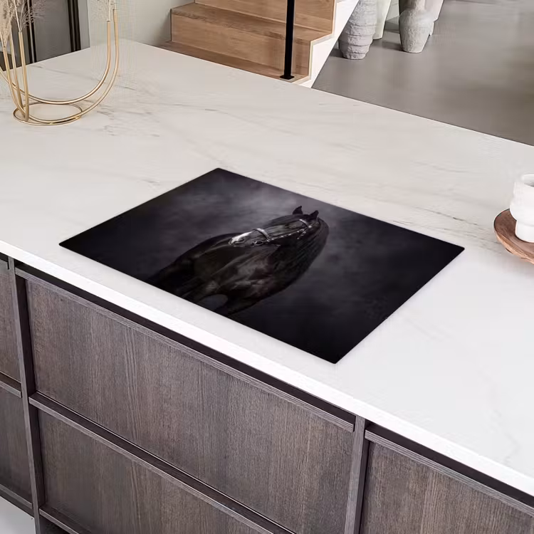 Portret - Paard - Zwart Inductie beschermer vinyl 3mm klein -sfeer8