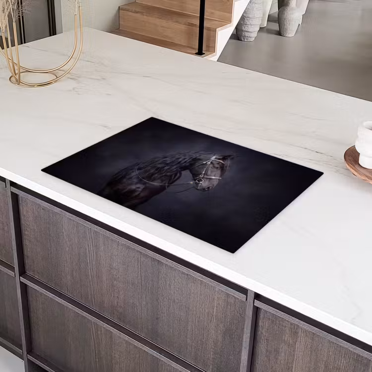 Portret - Paard - Donker Inductie beschermer vinyl 3mm klein -sfeer8