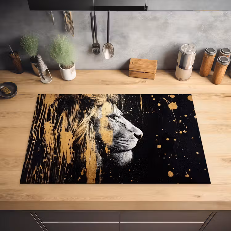 Portret - Leeuw - Abstract - Goud Inductie beschermer vinyl 3mm klein -sfeer5