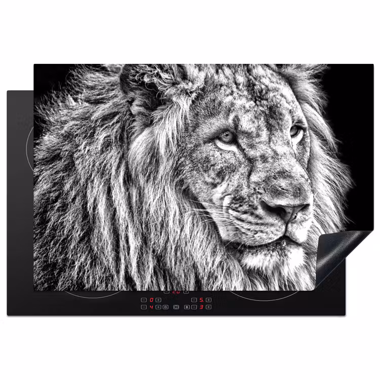 Portret - Leeuw - Zwart wit Inductie beschermer vinyl 3mm klein -3d