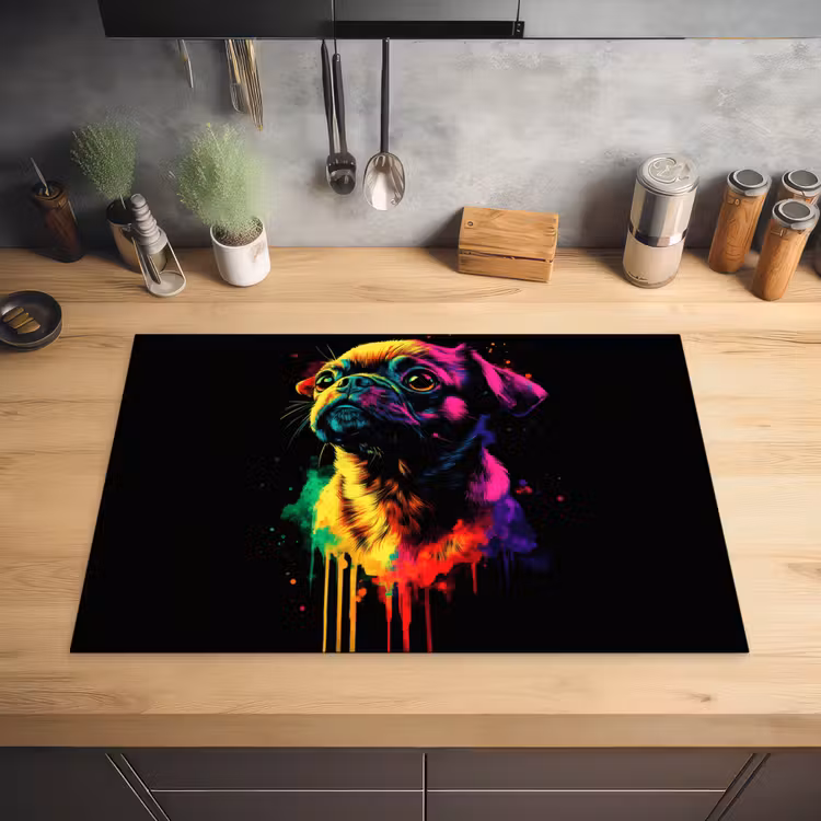 Puck - Hond - Verf - Kleuren Inductie beschermer vinyl 3mm klein -sfeer5
