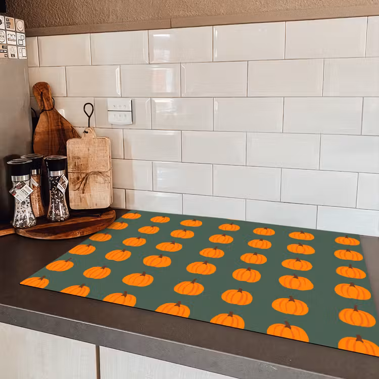 Pompoen - Patroon - Oranje Inductie beschermer vinyl 3mm klein 276 -sfeer3