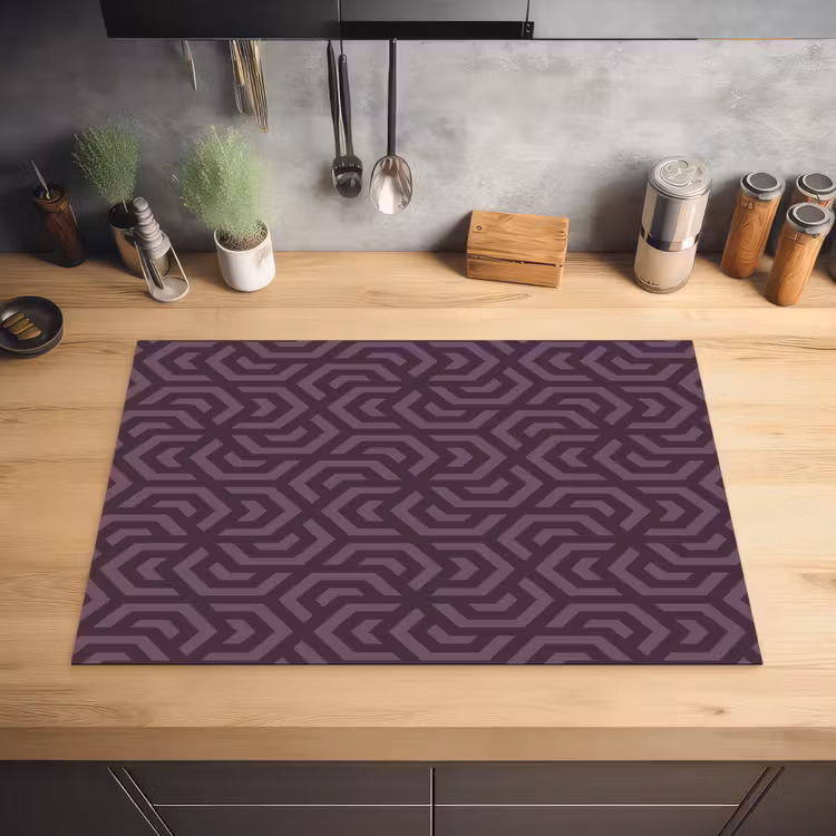 Paars - Geometrisch - Patroon - Donker Inductie beschermer vinyl 3mm klein 276 -sfeer5