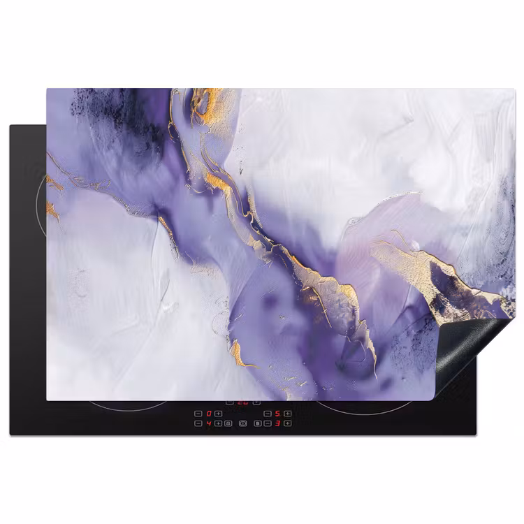 Paars - Modern - Marmer - Abstract Inductie beschermer vinyl 3mm klein -3d