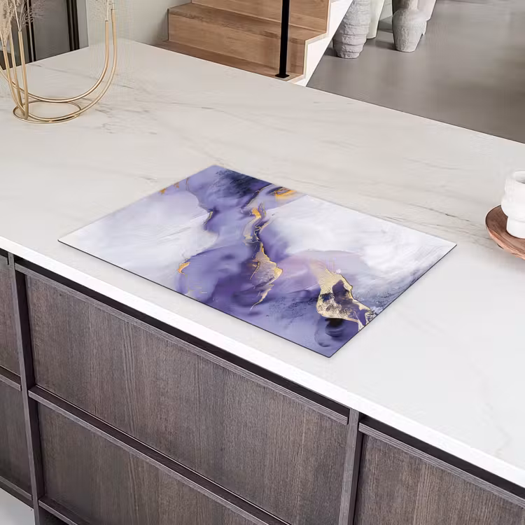 Paars - Modern - Marmer - Abstract Inductie beschermer vinyl 3mm klein -sfeer8