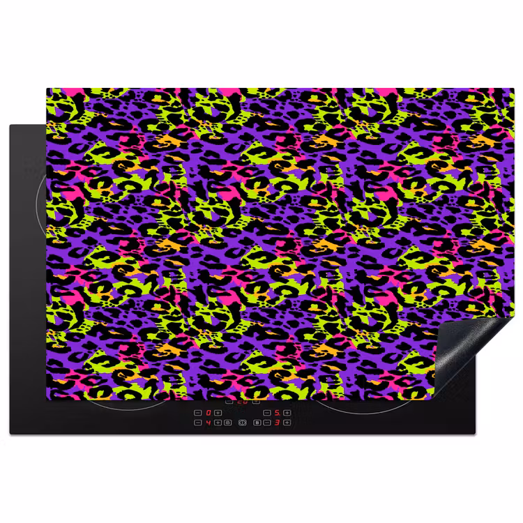 Paars - Neon - Dieren - Panter Inductie beschermer vinyl 3mm klein 276 -3d