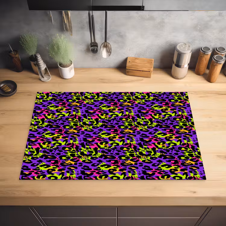 Paars - Neon - Dieren - Panter Inductie beschermer vinyl 3mm klein 276 -sfeer5