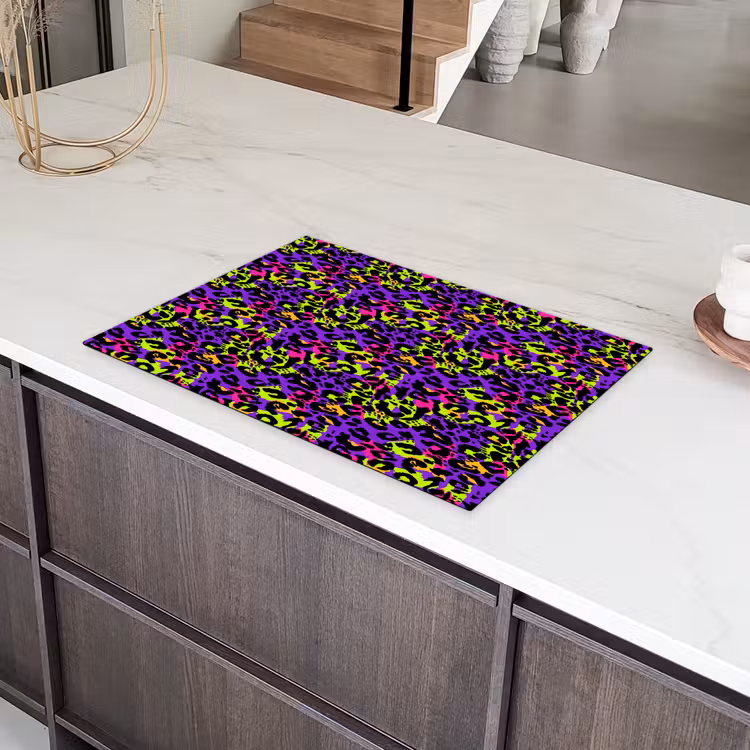 Paars - Neon - Dieren - Panter Inductie beschermer vinyl 3mm klein 276 -sfeer8