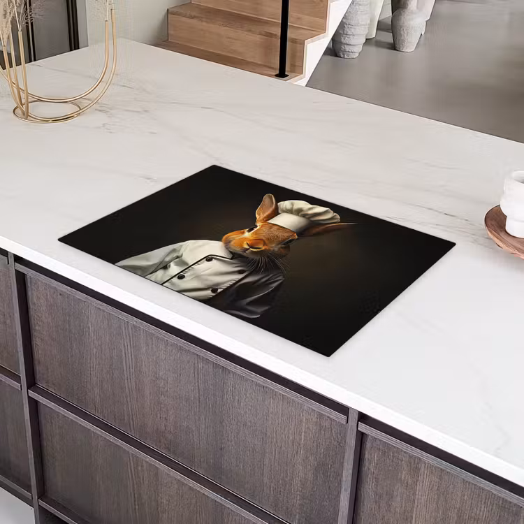 Konijn - Kok - Dier Inductie beschermer vinyl 3mm klein -sfeer8