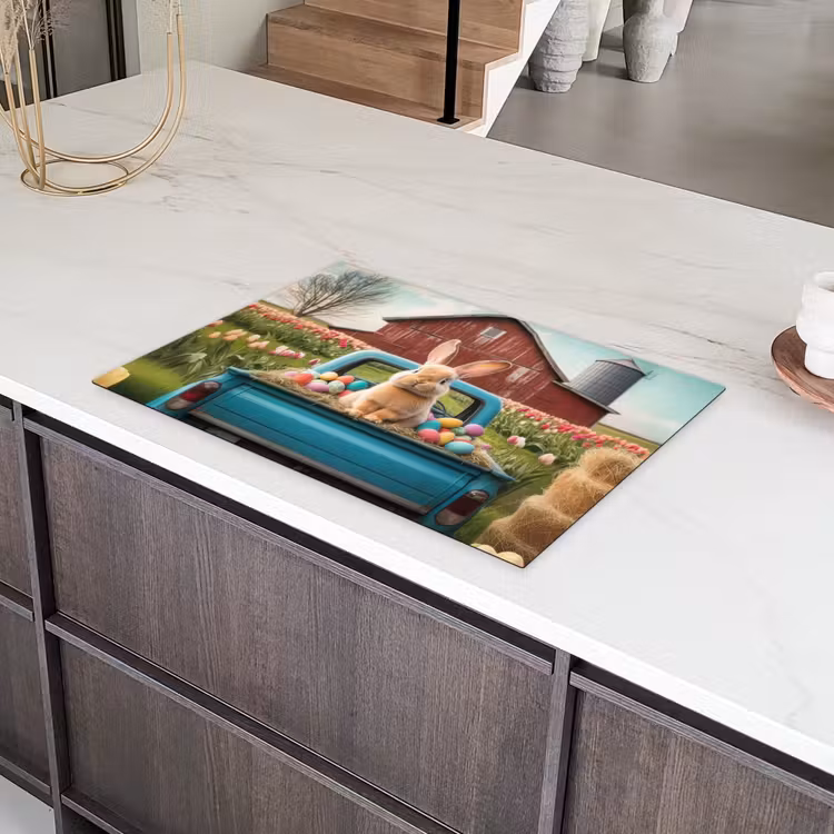 Konijn - Boerderij - Eieren Inductie beschermer vinyl 3mm klein -sfeer8