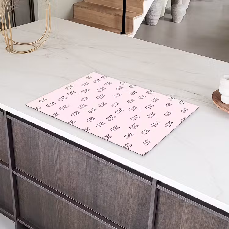 Konijnen - Minimalistisch - Roze Inductie beschermer vinyl 3mm klein 276 -sfeer8