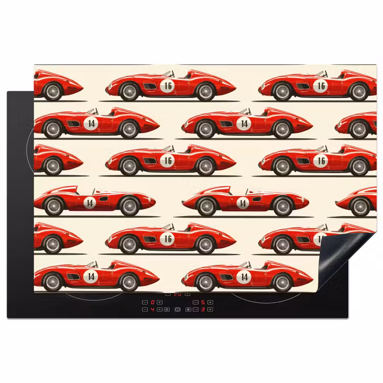 Raceauto - Retro - Rood Inductie beschermer vinyl 3mm klein 276 -3d